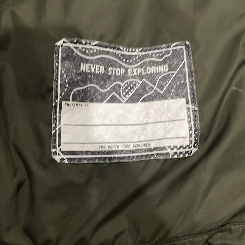 North Face Girls Dark Olive Green Puffer thin Goose Down Coat - Picture 13 of 14